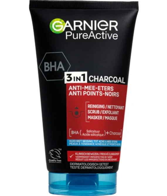 Garnier 3 in 1 Charcoal Cleanser.